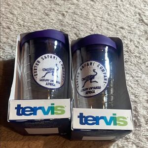 Tervis Safari Tumblers with Purple Lids NEW